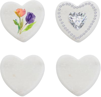 4 stuks hartvormige stenen van natuurlijk marmer, 7 x 6,4 x 0,6 cm, voor doe-het-zelf schilderen, graveren en herdenkingsdecoratie