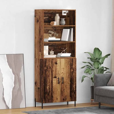 vidaXL - Highboard - Oud - Hout - 69,5 - x - 32,5 - x - 180 - cm - Bewerkt - hout