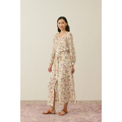 Louise Misha Dress Cilona Cream Retro Garden Maat: 44 | Midi Jurken Outlet | Dames | Beige