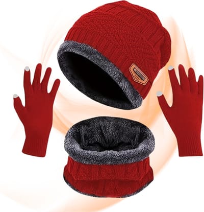 Livano Nekwarmer - Heren - Dames - Fleece - Motor - Bandana - Masker - Colsjaal - Winter - Sjaal - Gewatteerd - Set - Rood