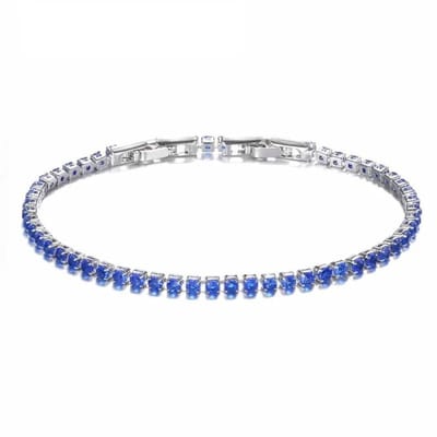Aramat Jewels - Zilveren armband dames zirkonia -Donker blauw -15-17cm