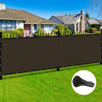 Privacy hek scherm bruin 10 cm x 150 cm buitenomheiningen met doorvoertules en ritssluitingen, gaas schaduwnet cover schermen voor achtertuin, terras
