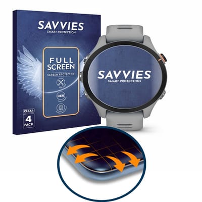 Savvies - Screenprotector voor Garmin Forerunner 255S - Folie Beschermfolie transparant volledig dekking 4 Stuks