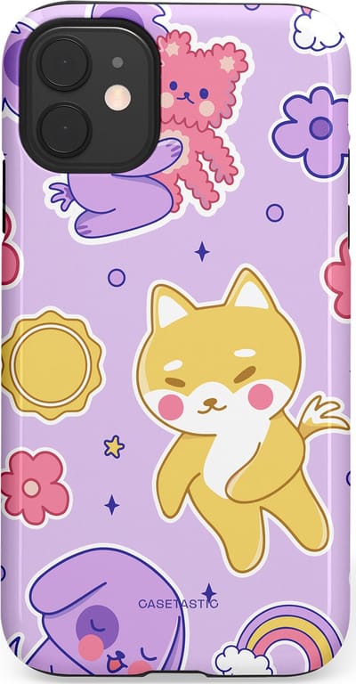 Casetastic hoesje geschikt voor Apple iPhone 11 - Dubbellaagse bescherming - Knuffelvriendjes - Fashion Case - Lichtroze Lila Goud