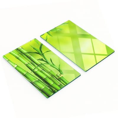Set van gehard glazen snijplanken met bamboepatroon, 2x30x52 cm