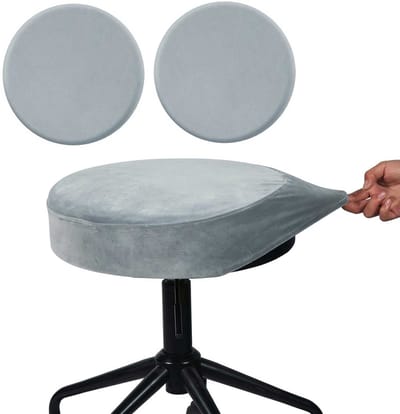 2 stuks Ronde barkrukhoes - Stoelhoes - Ronde krukhoes - Zachte zithoes - Kaptafelmat - Wasbare krukmat - Waterdichte stoelhoes - Geschikt voor hotels, huizen en bars - Lichtgrijs
