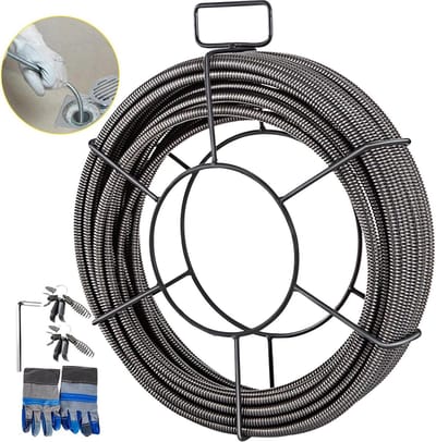 Riool Slang - Afvoer Ontstopper - Verstopte Afvoer - Massief Stalen Kern - 23 Meter - Zwart