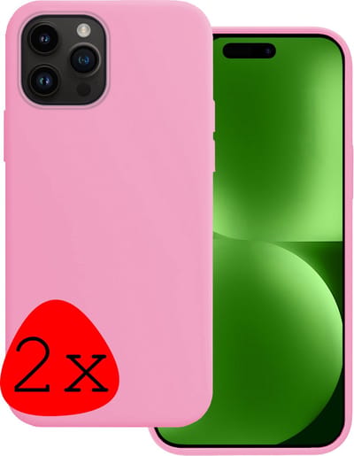 Hoesje 2 Stuks - Geschikt voor Apple iPhone 15 Pro - Sterk & Shockproof - Case Siliconen - Back Cover - Telefoon Hoes - Lichtroze