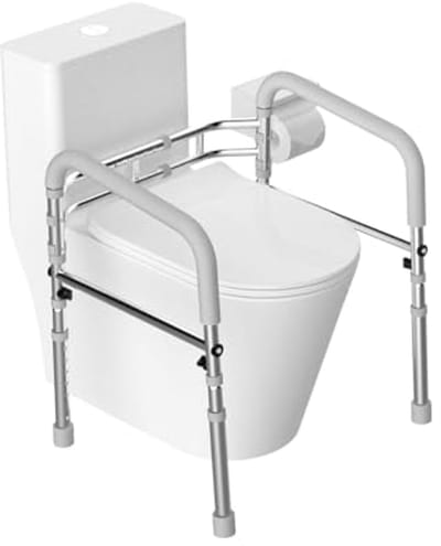 Verstelbare Toiletsteun - Aluminium Vloermontage voor Senioren, Antislip Ondersteuning