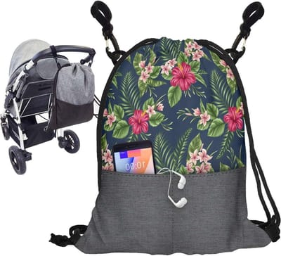 Kinderwagen Organizer - Buggy Tas - Onderweg Spullen - Universele Bevestiging - 46 x 35 cm - Palm 2