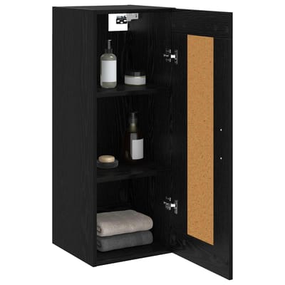 vidaXL - Wandkast - Zwart - eiken - 34,5 - x - 34 - x - 90 - cm - Bewerkt - hout