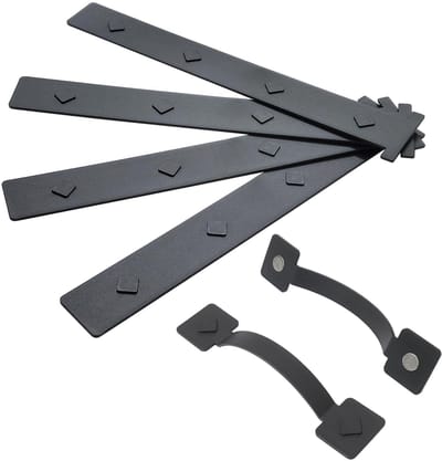 Dailygoods- Garagedeurdecoratie Magnetische Houtlook - Decoratieve Hardware - Imitatie Scharnieren/Handgrepen - Set van 6 - Duurzaam/Corrosiebestendig - Eenvoudige Installatie zonder Schroeven - Garagedeuraccessoires