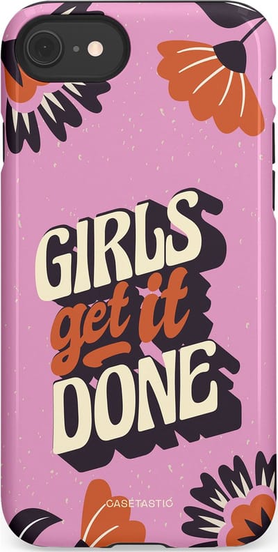 Casetastic hoesje geschikt voor Apple iPhone SE / Apple iPhone 7 / Apple iPhone 8 - Dubbellaagse bescherming - Girls get it done - Fashion Case - Lila Donkergrijs Terracotta