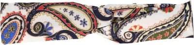 Haarsoires Haarband Twist 5cm – Paisleyprint – Gladde Stof – Multicolor Wit - Zachte Knoop Hoofdband - Haaraccessoire voor Dames & Meisjes