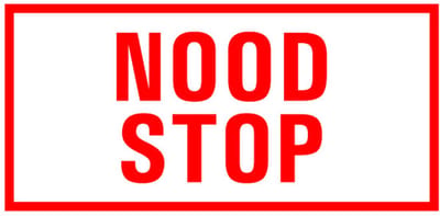 Noodstop tekststicker 400 x 200 mm