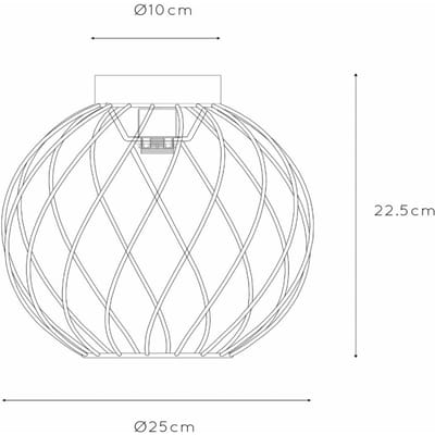 Lucide DANZA - Plafonnière (Plafondlamp) - Ø 25 cm - 1xE27 - Zwart