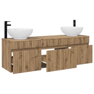 vidaXL - Badkamerkast - set - 3 - st - Artisanaal - eiken - 49 - x - 44,5 - x - 66,5 - cm