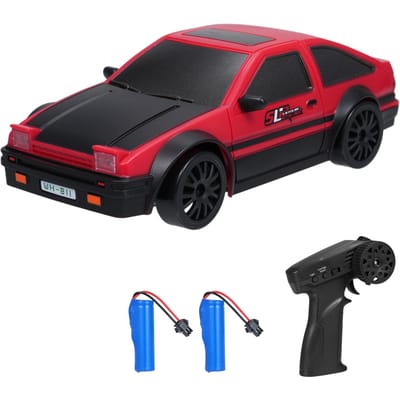Voiture télécommandée, 2,4 GHz 1:Véhicule de drift 4x4 à l'échelle 24 avec lumières LED, pneus de course et 3 2 battery rouge