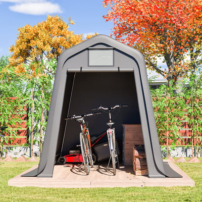 Opbergschuur 245x183x217 cm, 9,3 m³ Opbergruimte, Waterdicht en UV-Bestendig PE Zeil, Met Rolgordijnen voor Ventilatie, Eenvoudige Montage Zonder Gereedschap