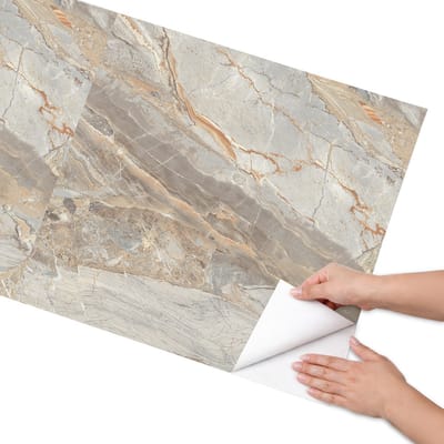 Coloray Meubel Wrap Folie - Romig Meubelfolie - 65x130 cm - Decoratiefolie Zelfklevend Marmeren elegantie - Meubelfolie Zelfklevend - Klassiek Meubelfolie - Wrapfolie Keuken - Wanddecoratie - Texturen