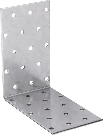 Lochplatenwinkel - Winkelverbinder Hout - Bouwtoepassingen - Gegalvaniseerd Staal - 100x100x60x2mm - Zilver