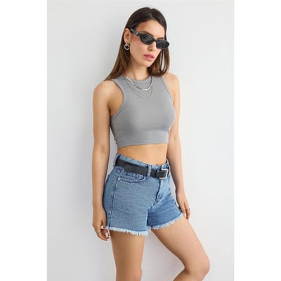 Basis Geweven Crew-Neck Tanktop