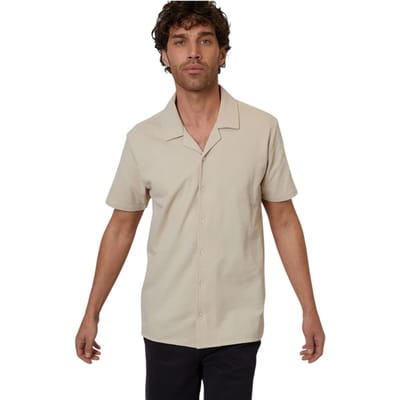 Threadbare Kaylian herenoverhemd met korte mouwen, reguliere pasvorm (Steen)