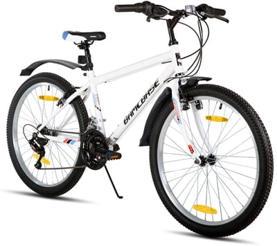 HILAND Mountainbike 26 Inch - MTB voor Heren en Dames - 21 Versnellingen - Staal - V-brakes - Zwart/Wit