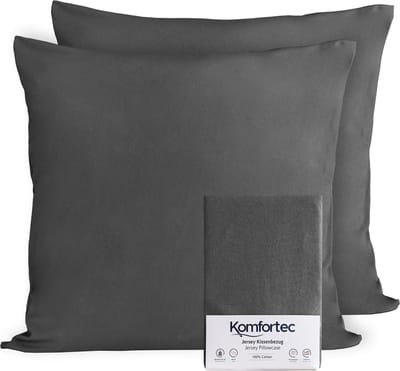 Komfortec Set van 2 Premium Jersey Kussenslopen 40x40 cm - Superzachte Kussenhoes – 100% Katoen – 150 g/m² - Antraciet