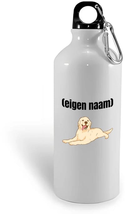 Hacebo® - liggende hond met eigen naam waterfles - Honden - honden liefhebbers - iemand die houdt van honden - verjaardag - cadeau - kado - water fles - 400ML