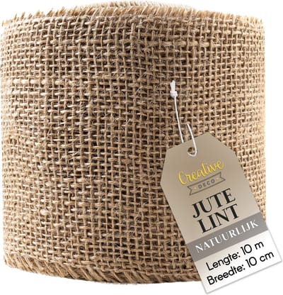 Creative Deco Jute Lint – Rol 10 cm x 10 m – DIY, Decoratielint Verpakking Cadeauverpakking