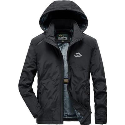 Automne et Hiver Nouvelle Veste Casual en Velours Chaud à Capuche Coupe-vent pour Homme Veste Vêtements en Coton 6XL black