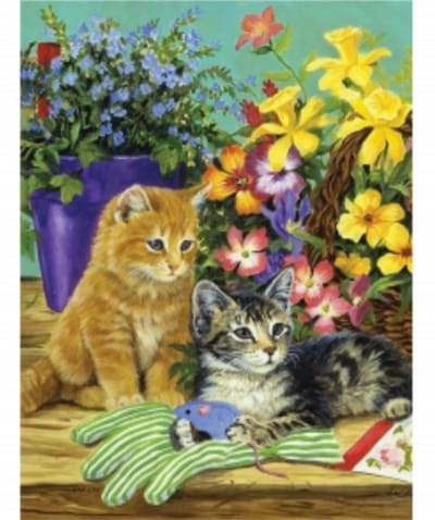 Goodli Diamond Painting - Katten tussen Bloemen - voor Volwassenen en Kinderen - Diamant Painting Volledig Pakket - Ronde Steentjes - 30x30 cm - DIY 5D Diamanten