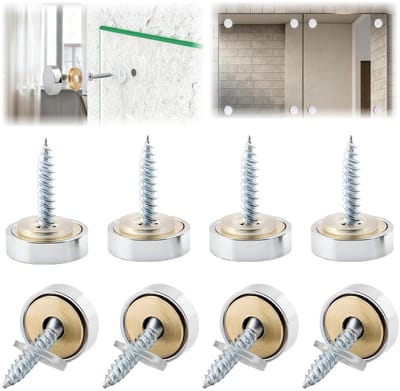 Decoratieve Spiegelschroeven met Dekkapjes - Roestbestendige Bevestigingsschroeven voor Spiegels en Meubels (10 mm) - Set van 8 Stuks