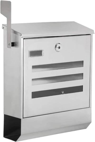 Brievenbus Pakketbox - Postbus Wandmontage - Post Veilig Opslaan - Met Krantenbuis - 42 cm Hoog - Zilver