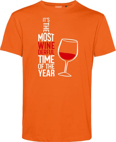 T-shirt Most Wonderfull Wine | Foute Kersttrui Dames Heren | Kerstcadeau | Kerstpakket | Oranje | maat XS