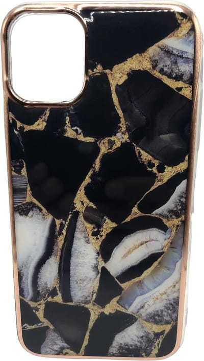 Luxe Marmer Back Cover hoesje - Geschikt voor Apple iPhone 12 / 12 Pro - Marmer - Luxe - Zwart