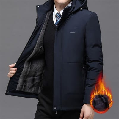 Veste d'automne et d'hiver pour homme à capuche, doublée en polaire, épaisse et thermique 4XL bleu marine