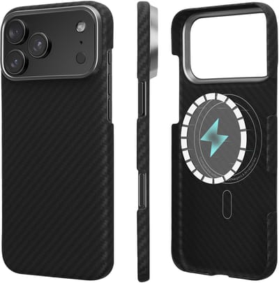 kalibri Hoes voor Apple iPhone 17 Pro Max Hoes - Aramide Telefoonhoes - Cover Case - Compatibel met MagSafe mat zwart