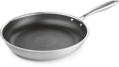 Roestvrijstalen pan 20 cm | zilver, 3-laags met honingraatstructuur | koekenpan & universele pan