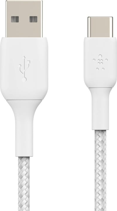Belkin BOOST↑CHARGE Braided - USB-A naar USB-C Kabel - 1 Meter - 15W - Wit