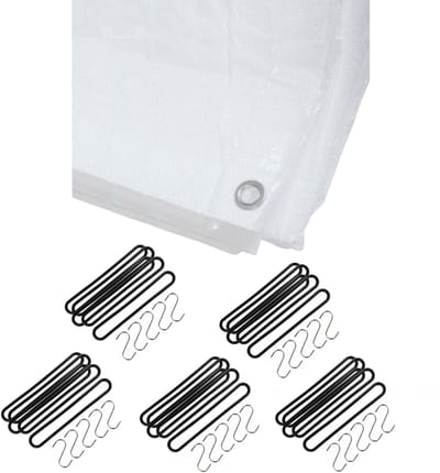 Benson - Afdekzeil - dekzeil - wit - 6 x 8 meter - met 25x spanrubbers - en S-haken