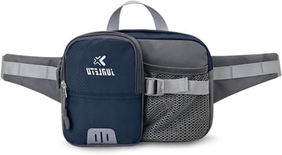 Heuptas geschikt voor hardlopen, kamperen en wandelen met sportgordel en flessenhouder in Blauw. Perfect voor actieve buitensporten.