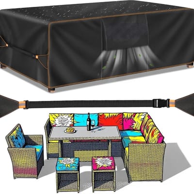 Famanu – Afdekking voor tuinmeubelen, 200 x 160 cm, waterdicht afdekzeil, tuinmeubelen, Oxford-weefsel, beschermhoes voor tuinmeubelen, tuinlounge-afdekking, winterbestendig, tuintafel