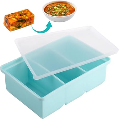Soep-Vriescontainers met Deksels, Extra Grote Jumbo-Ijsblokjesvorm, Frezeer Tray Ith Deksel Soep Opslag Container, Extra Grote Ice Cube Mallen, Verpakkingen Soep Vriezerr voor Frezeeing
