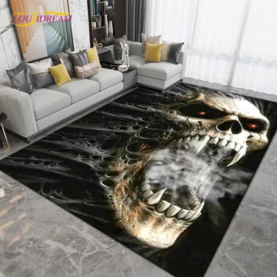 Tapis d'Art Crâne d'Horreur, Tapis pour Décoration de Salon Chambre à Coucher, Tapis Coussin pour Canapé Fauteuil, Tapis de Sol pour Cuisine Salle de Bain 60*90cm