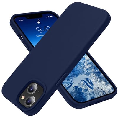 geschikt voor iPhone 13 Mini Hoesje Siliconen - Soft Touch Telefoonhoesje - geschikt voor iPhone 13 Mini Silicone Case met zachte voering - Mobiq Liquid Silicone Case Hoesje geschikt voor iPhone 13 Mini donkerblauw