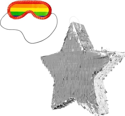 Pinata Zilver Ster 45cm + Pinata Blinddoek