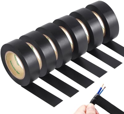Dailygoods - Isolatietape - PVC tape - Waterdicht - Zwart - Elektrische isolatietape - Hoogspanningsbescherming - Geschikt voor elektriciens - 6 rollen