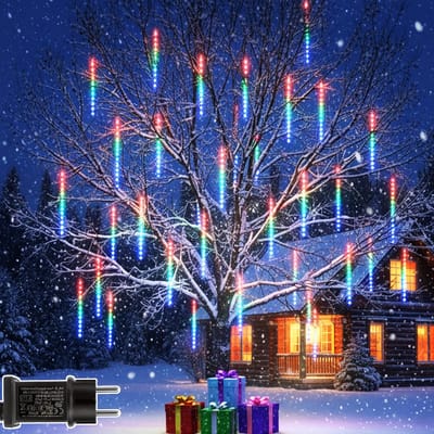 MUPOO 2x LED Meteorregen Buis - Kerstverlichting Meteorenregenverlichting - 30 cm - 199 LEDs - Multicolour - IP65 Waterdichte - Meteor Douchelampen Voor Buiten, Boom, Feest, Huwelijk
